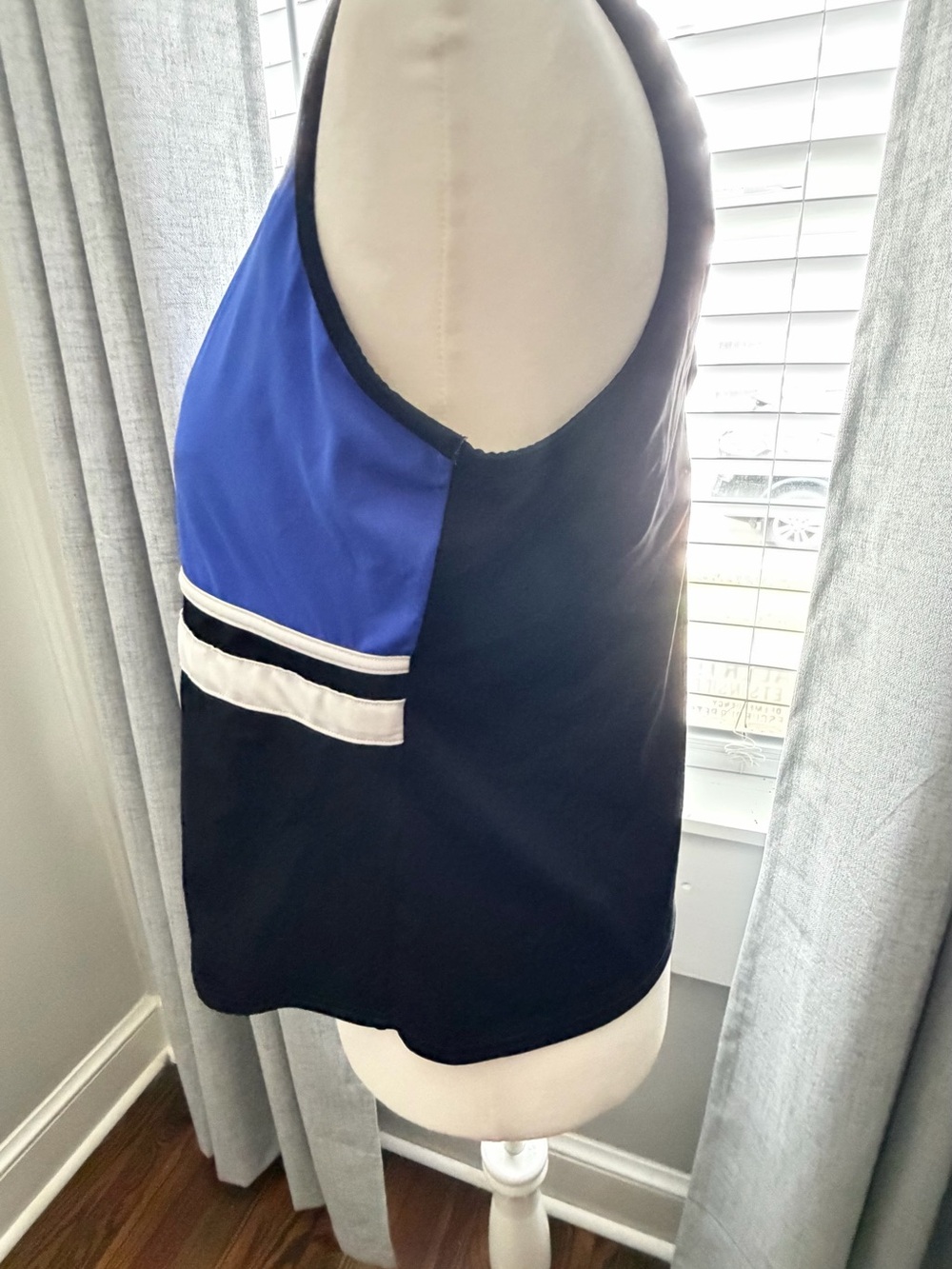 L.L. Bean Blue, Black & White Colorblock One-Piece Swim Top - Picture 2 of 6